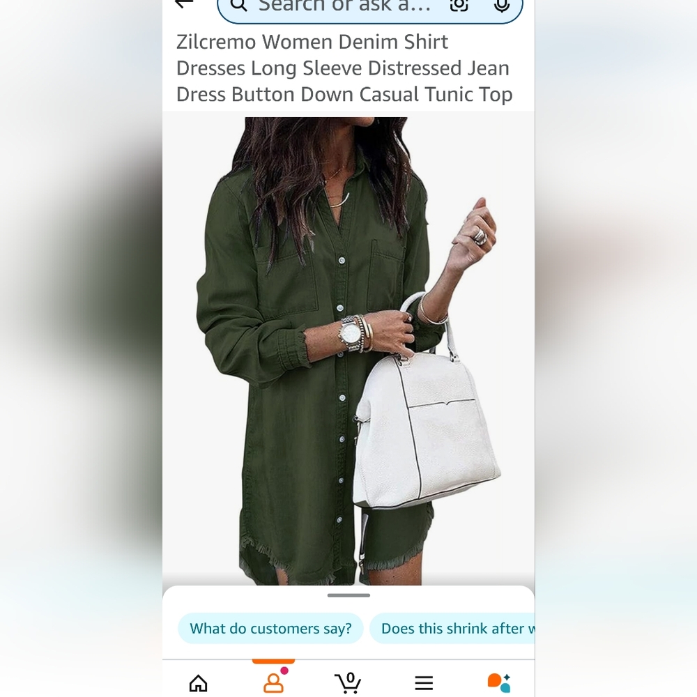 Green Long Sleeve Denim Shirt Dress